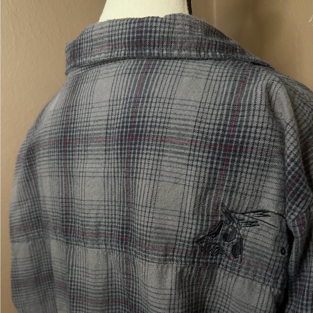 Vintage Y2K Metal Mulisha Black And Gray Flannel Button Down Size Large